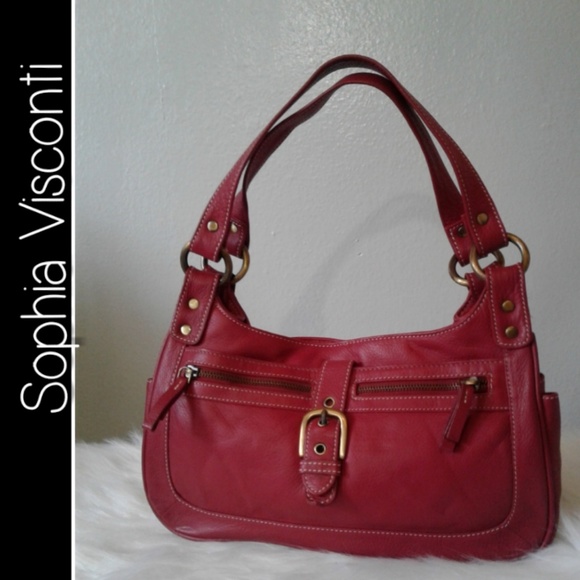 Sophia Visconti Handbags - SIMPLY GORGEOUS RED LEATHER BAG